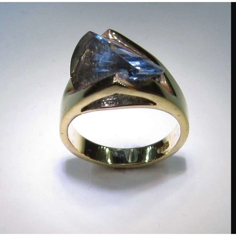 925 Silver Tension Trillion blue Stone Ring Size 9 laguna wave ring gem mountain